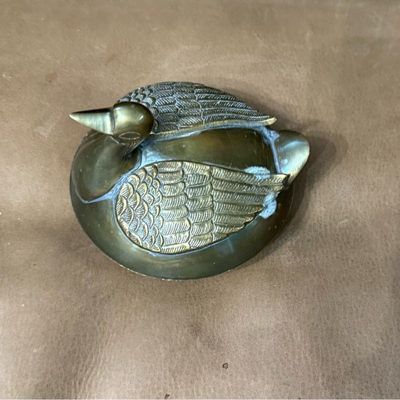 Vintage Solid Brass Duck Trinket Box Home Decor Compote Mid-century Modern MCM - Picture 2 of 8